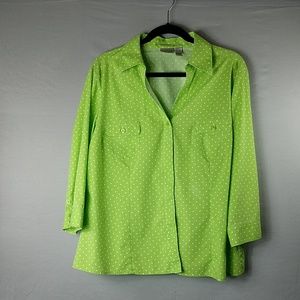 Chico's Womens Lime Green Button Down Shirt Size 3